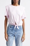 Isabel Marant Zelikia Modern Tie Front Cotton Jersey Top In Purple