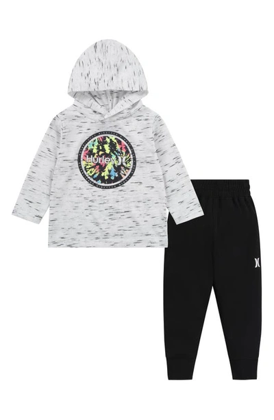 Hurley Cloud Slub Pullover & Joggers Set In Black/ White