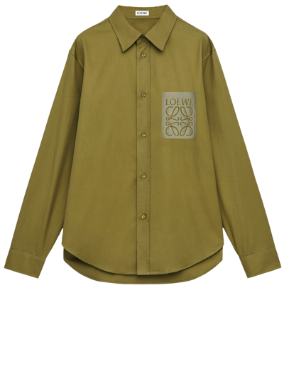 Loewe Cotton Shirt In Hunter Green