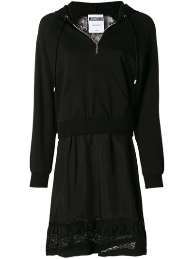 Moschino Lace Panel Dress In Black