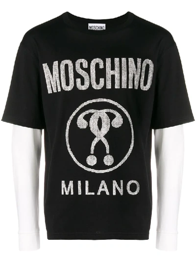 Moschino Logo Print Sleeved T-shirt In Black