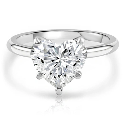 Pompeii3 3.05ct White Gold Certified Lab Grown Heart Cut Diamond Engagement Ring In Multi