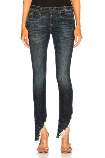 R13 Kate Angled Fray Hem Skinny Jeans In Howell Indigo