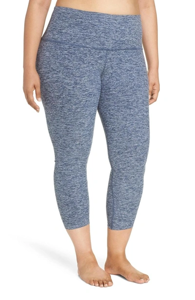 Beyond Yoga High Waist Midi Leggings In White/ Outlaw Navy