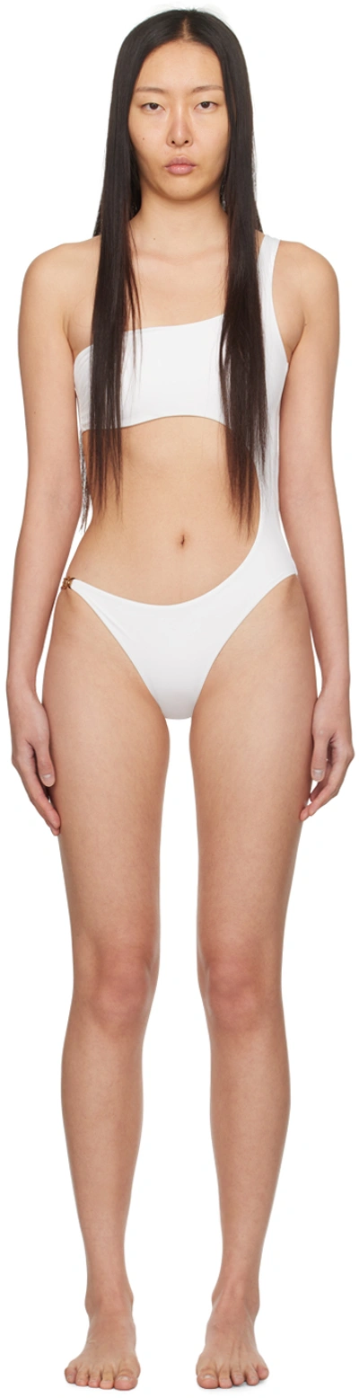 Versace Medusa-plaque Cut-out Swimsuit In White