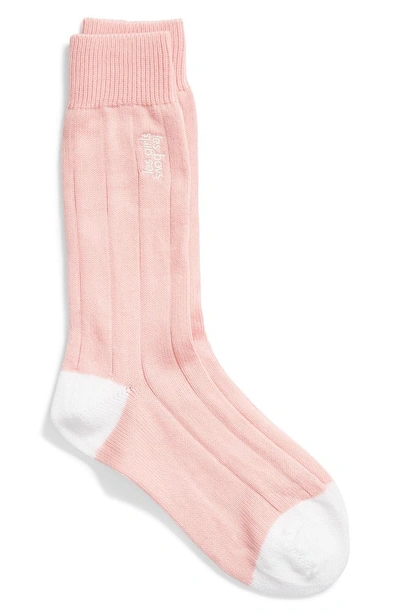 Les Girls Les Boys Contrast Heel And Toe Socks In Baby Pink/ White