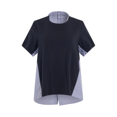 Sacai Panelled Cotton T-shirt In Blue