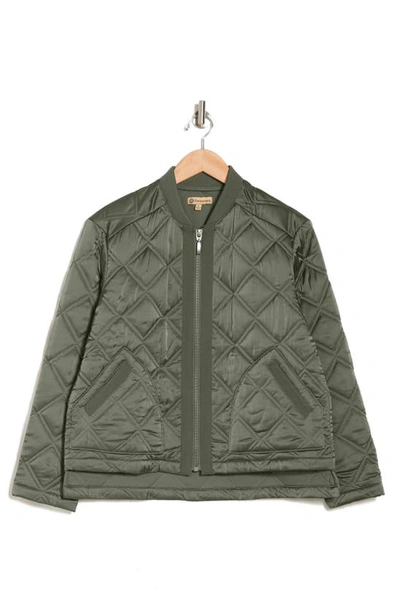 Democracy Drop Shoulder Diamond Quilted Bomber Jacket In Deep Seagrass