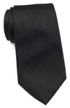 Duchamp Textured Solid Silk Tie In Black