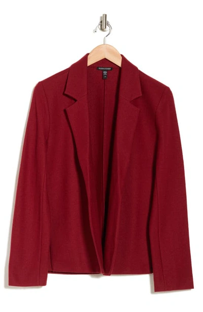 Eileen Fisher Open Front Wool Blazer In Deep Claret