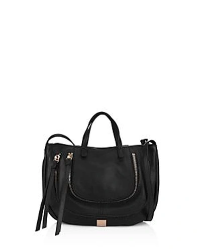 Kooba Monteverde Leather Satchel In Black/gold