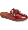 Fitflop Serene Beaded Mule In Fire Red Patent Leather