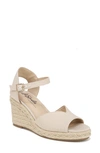 Lifestride Tess Ankle Strap Espadrille Platform Wedge Sandal In Almond Milk Fabric