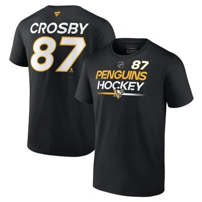 Fanatics Branded Sidney Crosby Black Pittsburgh Penguins Authentic Pro Prime Name & Number T-shirt