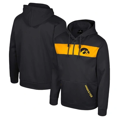 Colosseum Black Iowa Hawkeyes Quarter-zip Hoodie