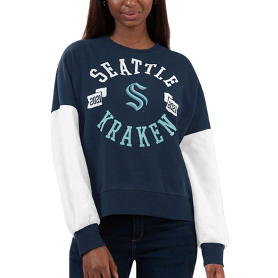 G-iii 4her By Carl Banks Deep Sea Blue Seattle Kraken Team Pride Pullover Sweatshirt In Navy