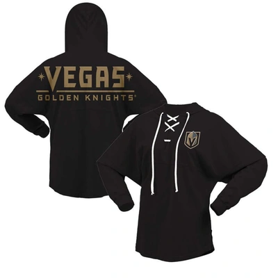 Fanatics Branded Black Vegas Golden Knights Jersey Lace-up V-neck Long Sleeve Hoodie T-shirt