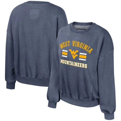 Colosseum Navy West Virginia Mountaineers Audrey Washed Pullover Sweatshirt