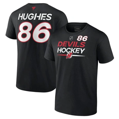 Fanatics Branded Jack Hughes Black New Jersey Devils Authentic Pro Prime Name & Number T-shirt
