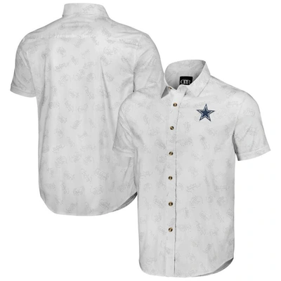 Nfl X Darius Rucker Collection By Fanatics White Dallas Cowboys Woven Short Sleeve Button Up Shirt