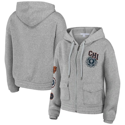 Wear By Erin Andrews Heather Gray Chicago Bears Full-zip Hoodie