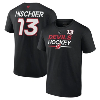 Fanatics Branded Nico Hischier Black New Jersey Devils Authentic Pro Prime Name & Number T-shirt