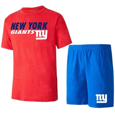 Concepts Sport Royal/red New York Giants Meter T-shirt & Shorts Sleep Set