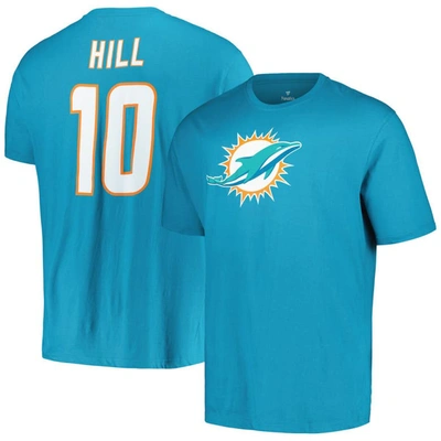 Fanatics Men's  Tyreek Hill Aqua Miami Dolphins Big And Tall Player Name And Number T-shirt