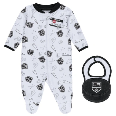 Wear By Erin Andrews Babies' Newborn & Infant  White Los Angeles Kings Sleep & Play Full-zip Footed Jumper Wi