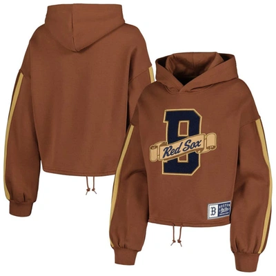 New Era Brown Boston Red Sox Letterman Classic Cropped Pullover Hoodie