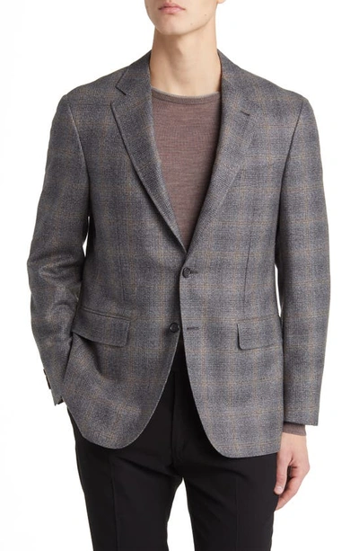 Canali Kei Trim Fit Plaid Wool Sport Coat In Grey