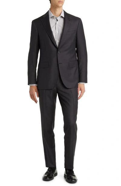 Canali Kei Trim Fit Plaid Wool Suit In Charcoal