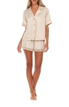 Flora Nikrooz Selena Satin Charmeuse Short Pajamas In Almond