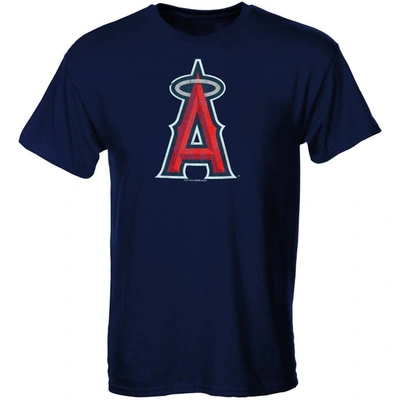 Soft As A Grape Kids' Los Angeles Angels Youth Distressed Logo T-shirt In Navy