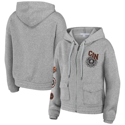 Wear By Erin Andrews Heather Gray Cincinnati Bengals Full-zip Hoodie