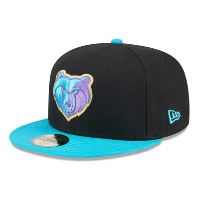 New Era Men's  Black, Turquoise Memphis Grizzlies Arcade Scheme 59fifty Fitted Hat In Black,turquoise