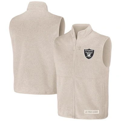Nfl X Darius Rucker Collection By Fanatics  Oatmeal Las Vegas Raiders Full-zip Sweater Vest