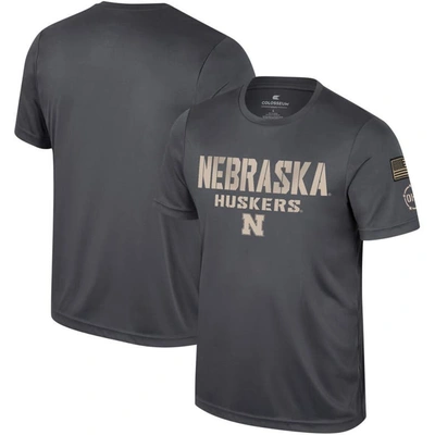 Colosseum Charcoal Nebraska Huskers Oht Military Appreciation  T-shirt