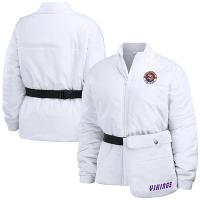 Wear By Erin Andrews White Minnesota Vikings Packaway Full-zip Puffer Jacket