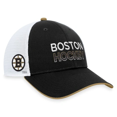 Fanatics Branded  Black Boston Bruins Authentic Pro Rink Trucker Adjustable Hat