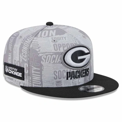 New Era Grey/black Green Bay Packers 2023 Inspire Change 9fifty Snapback Hat
