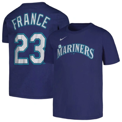 Nike Kids' Big Boys  Ty France Navy Seattle Mariners Player Name And Number T-shirt