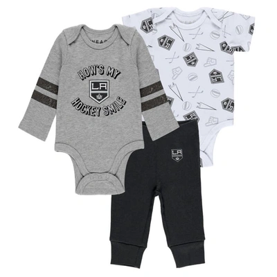 Wear By Erin Andrews Babies' Newborn & Infant  Gray/white/black Los Angeles Kings Three-piece Turn Me Around In Gray,white,black