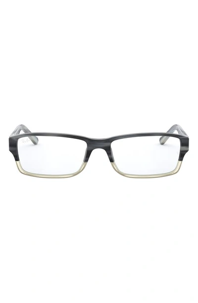 Ray Ban 54mm Rectangular Blue Light Blocking Glasses In Grey Horn
