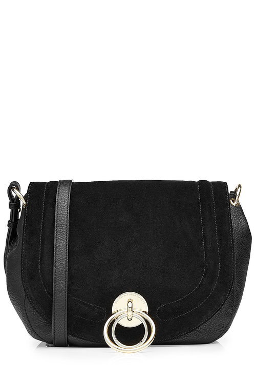 Diane Von Furstenberg Suede And Leather Shoulder Bag In 黑色 | ModeSens
