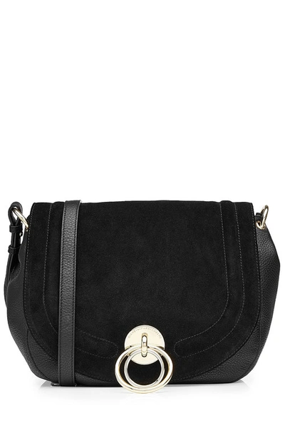 Diane Von Furstenberg Suede And Leather Shoulder Bag In 黑色 | ModeSens