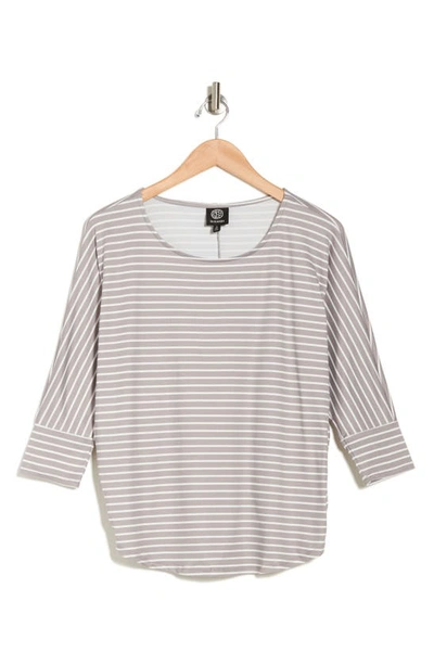 Bobeau Dolman 3/4 Sleeve T-shirt In Lt. Grey / Ivory