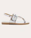 Mercedes Castillo Adria Napa Thong Flat Sandals In Silver
