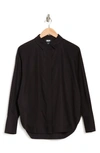 Dkny Banded Hem Button-up Shirt In Black