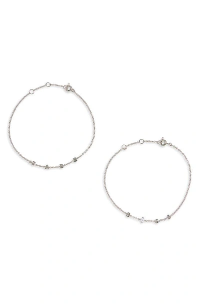 Ajoa Boss Babe Set Of Two Bracelets In Rhodium